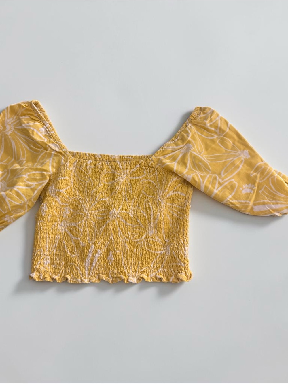 Universal Thread Yellow Smocked Square-Neck Crop Top - Picture 2 of 3